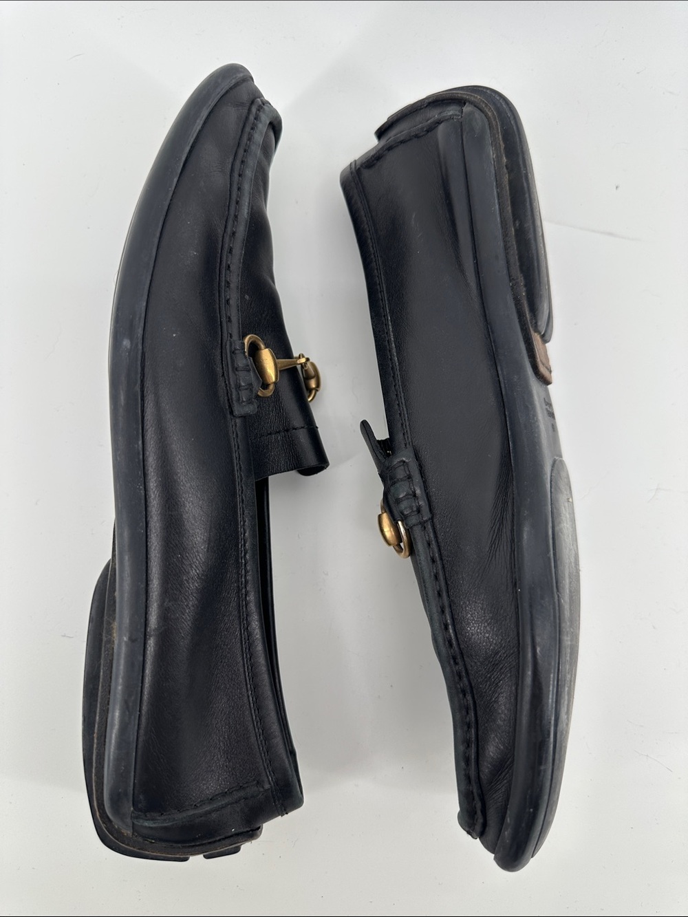 Vintage Gucci Black Leather Horsebit Loafers with Gold Hardware Women’s sz 11B - Picture 8 of 12